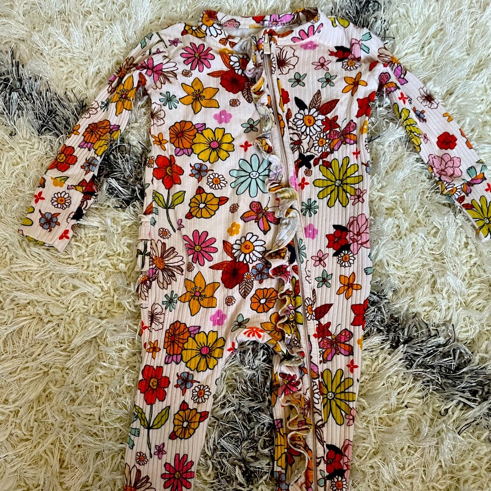 Posh Peanut Ruffled One Piece Footie